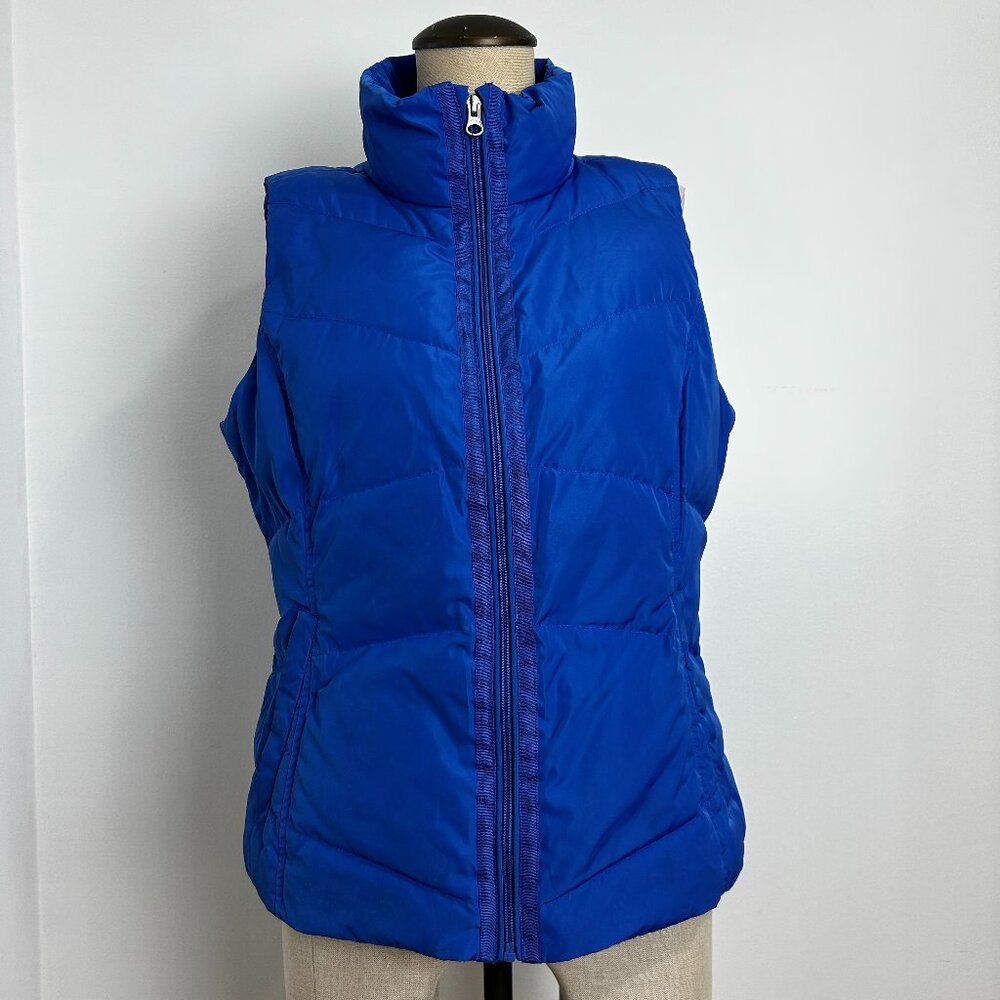 Lands' End Women's Small 6-8 Blue Down Puffer Vest Full Zip Quilted Pockets